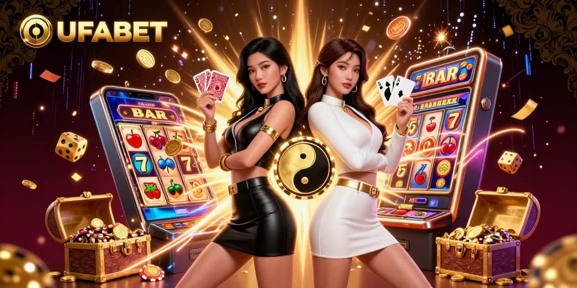 Experience the thrill of UFABET with stunning visuals of casino excitement, featuring Asian women holding playing cards.