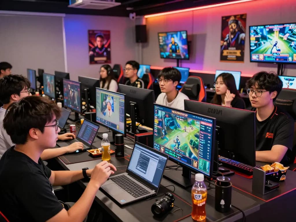 Exciting esports betting Singapore scene with gamers cheering in a vibrant lounge.