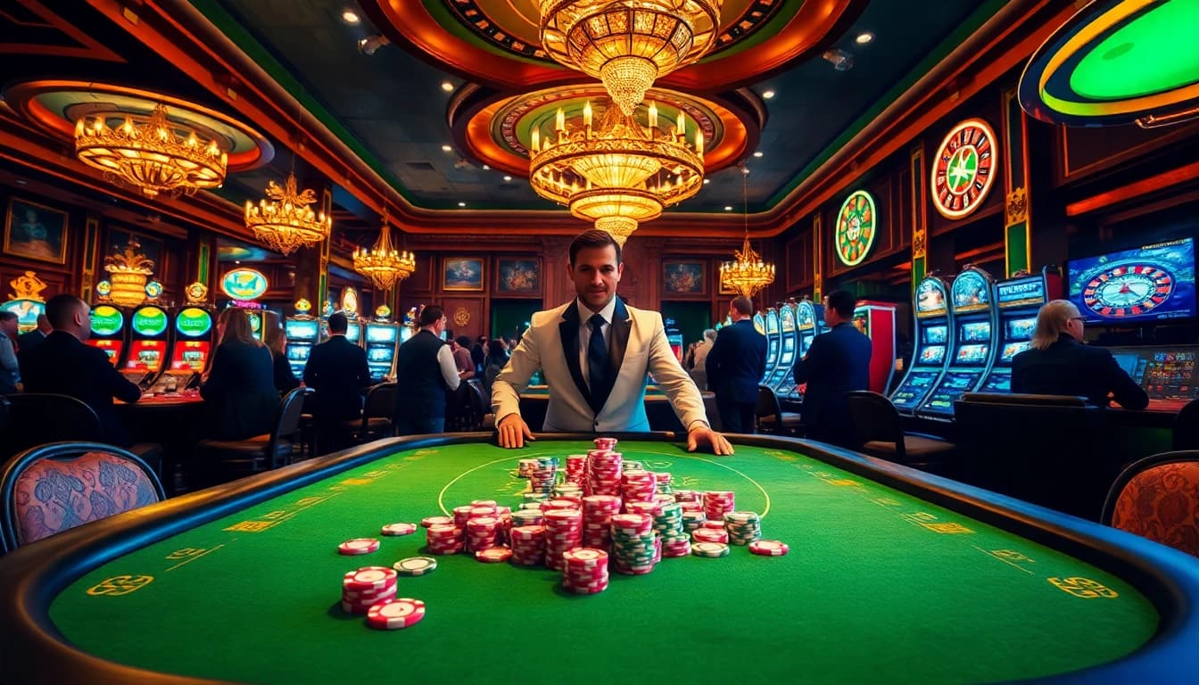 Play exciting games at AF88's vibrant casino table with colorful chips and engaging dealers.