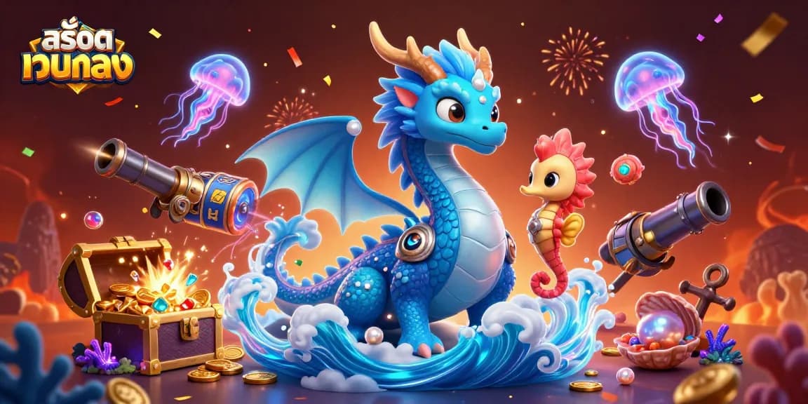 Win big with สล็อตเว็บตรง as the vibrant underwater scene bursts with exciting slot reels and treasures.