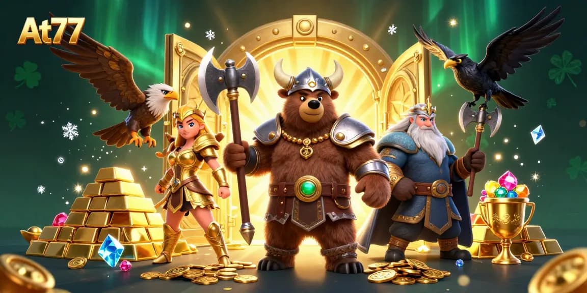 At77 invites players to enjoy vibrant 3D casino fun with iconic characters and treasures.