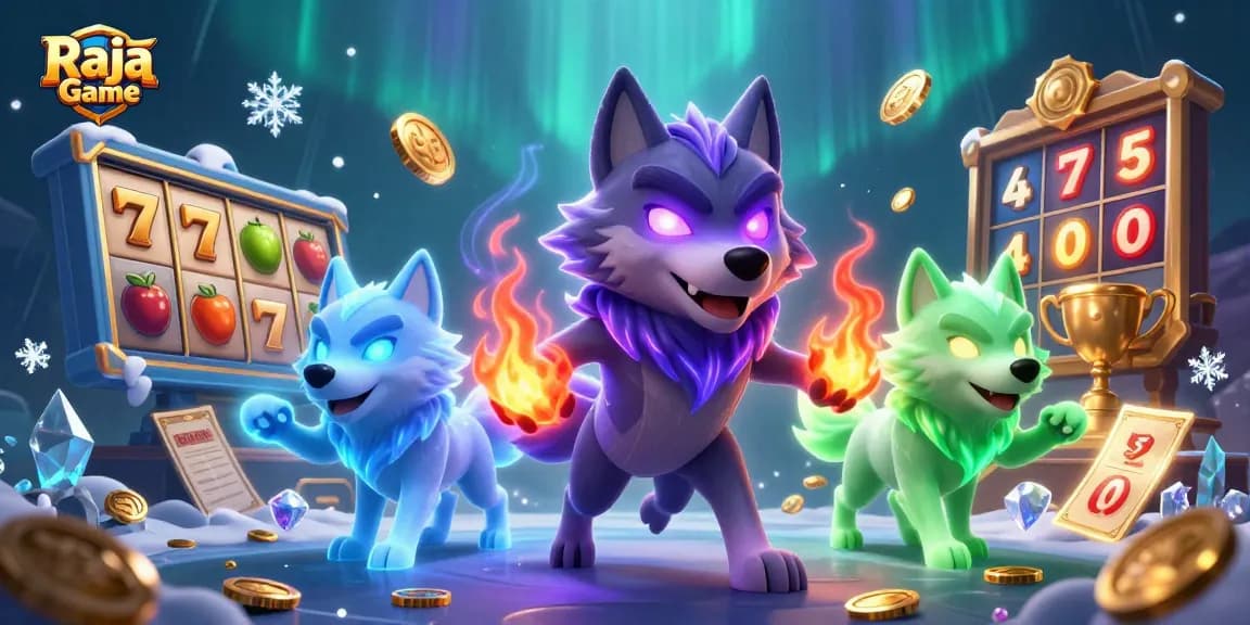 Experience thrilling gameplay with Raja Game's captivating 3D illustration, showcasing exciting slot elements.