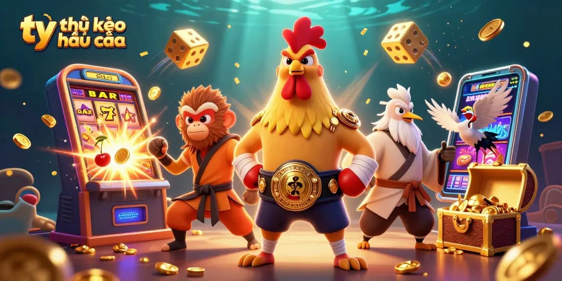 Engage with tỷ lệ kèo nhà cái in a vibrant casino scene featuring iconic characters and dynamic gambling elements.
