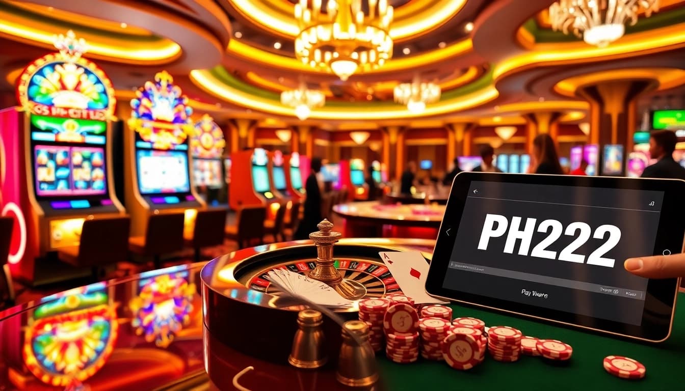Experience winning at PH222 with exciting slot machines and roulette in a luxurious casino setting.