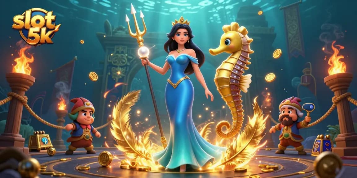 Experience thrilling slot 5k gaming with captivating underwater characters and treasure elements.
