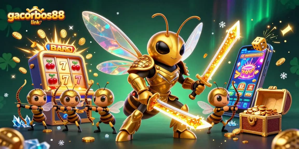 Engage with gacorbos88 link as you explore vibrant slot machines and colorful gaming elements in this dynamic illustration.