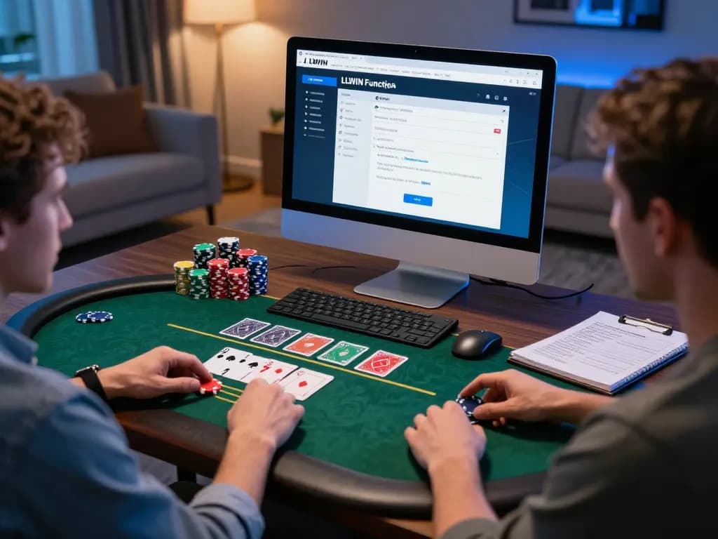 Player engaging with the LLWIN Function on a computer during an online gaming session, showcasing strategic gameplay.