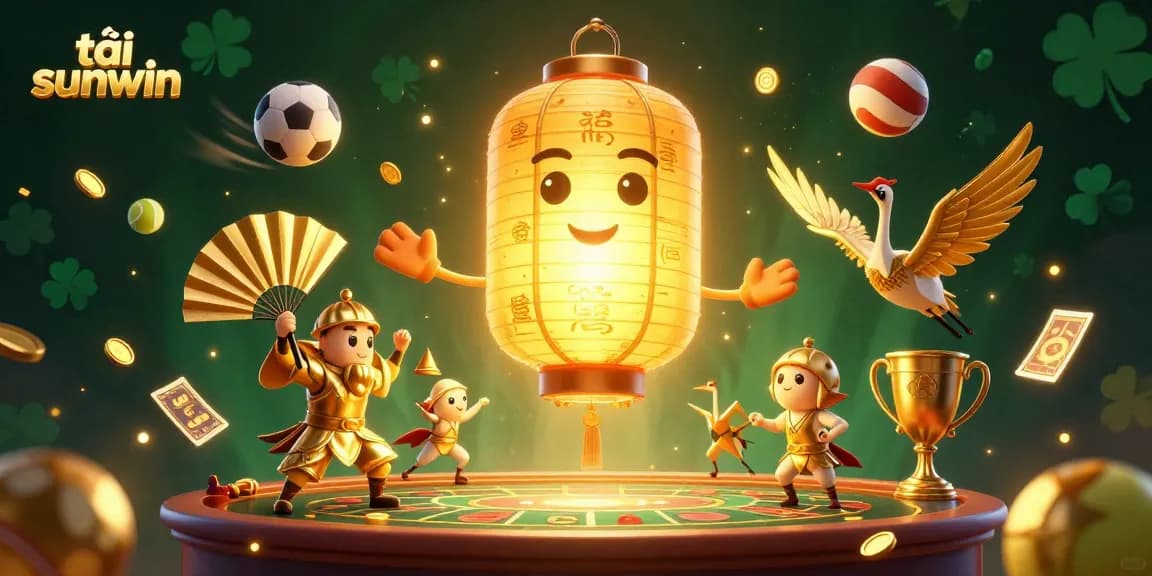 Experience the excitement of tải sunwin with vibrant casino elements and 3D characters celebrating gaming