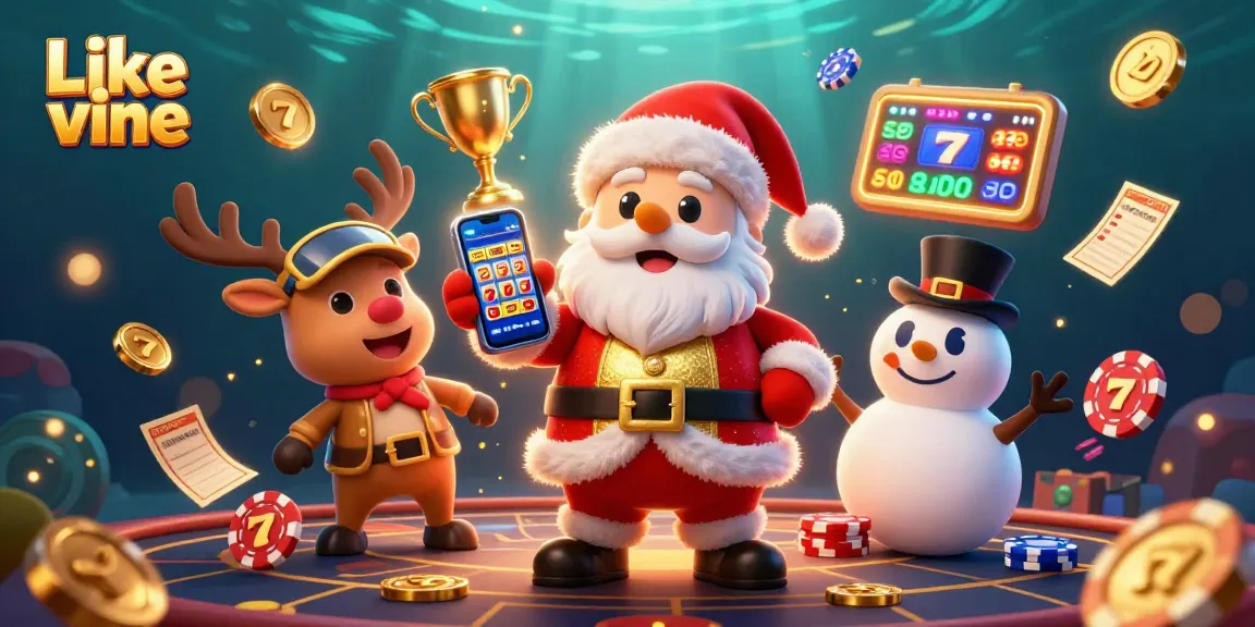 Engage with stunning graphics of Like vine featuring Santa at a jackpot slots scene that brims with excitement.