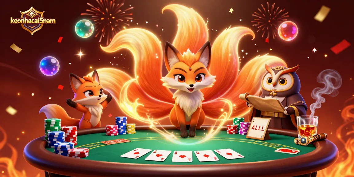 Win big with keonhacai5nam in this vibrant 3D illustration of a spirited poker scene.