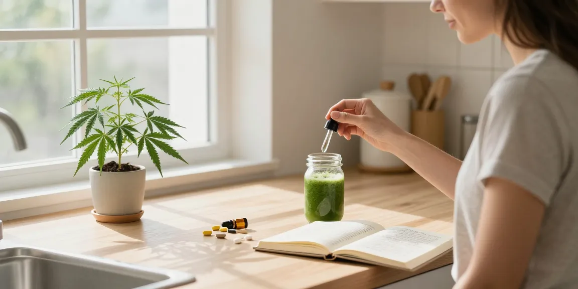 Properloud CBD oil tincture displayed during a morning wellness routine, with natural ingredients and a peaceful kitchen ambiance.