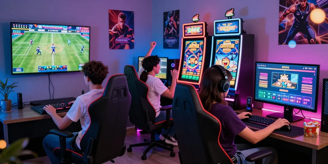 Enthusiastic players enjoying sports betting and casino games at go99 in a modern gaming setup.