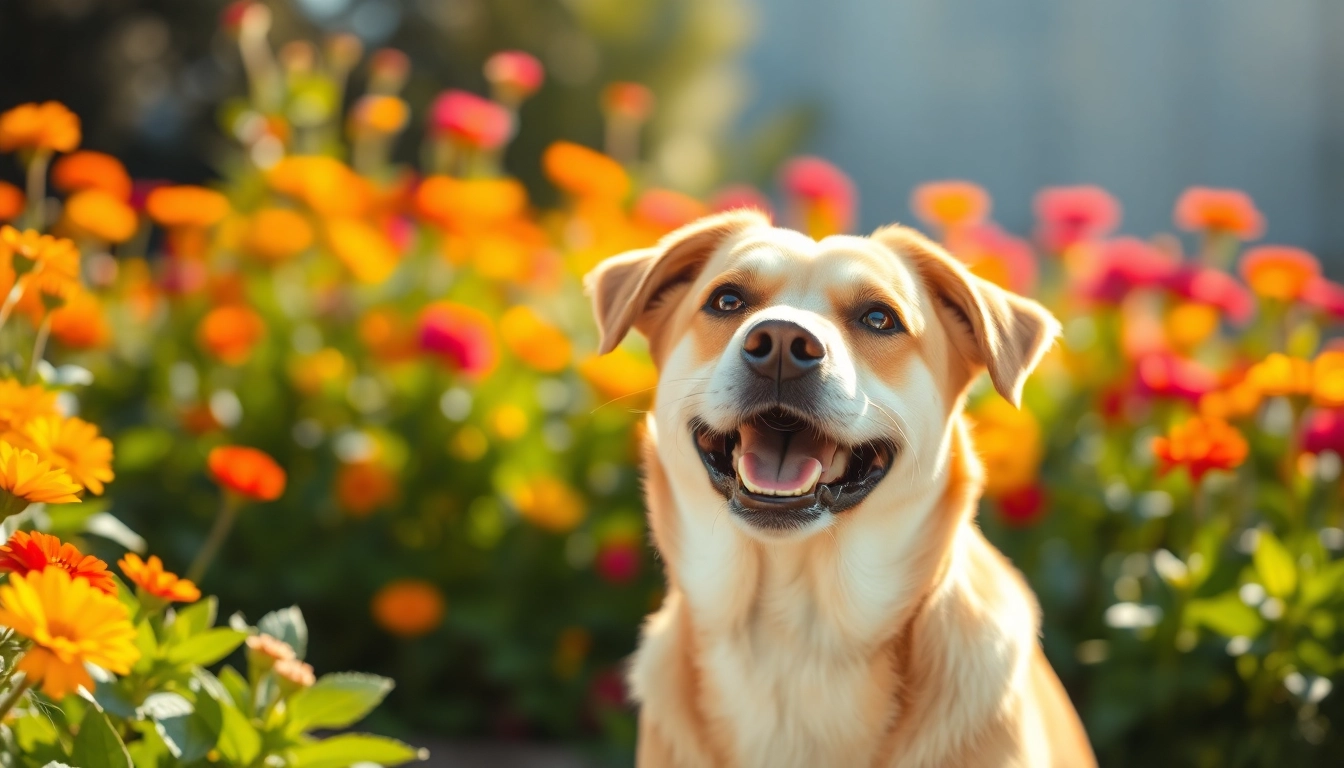 Improve your pet's health with CBD For Pet in a sunny outdoor setting.