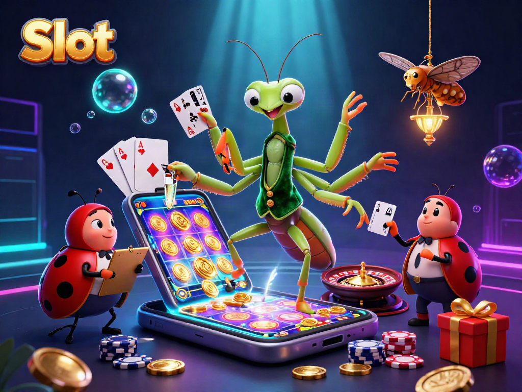 Experience the excitement of Slot gaming with a vibrant 3D scene featuring unique characters.