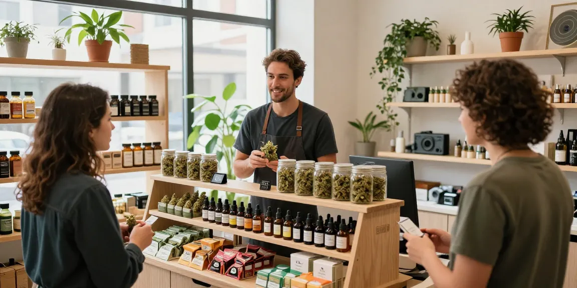 Buy weed online Europe at a welcoming cannabis dispensary, showcasing vibrant products and customer interaction.