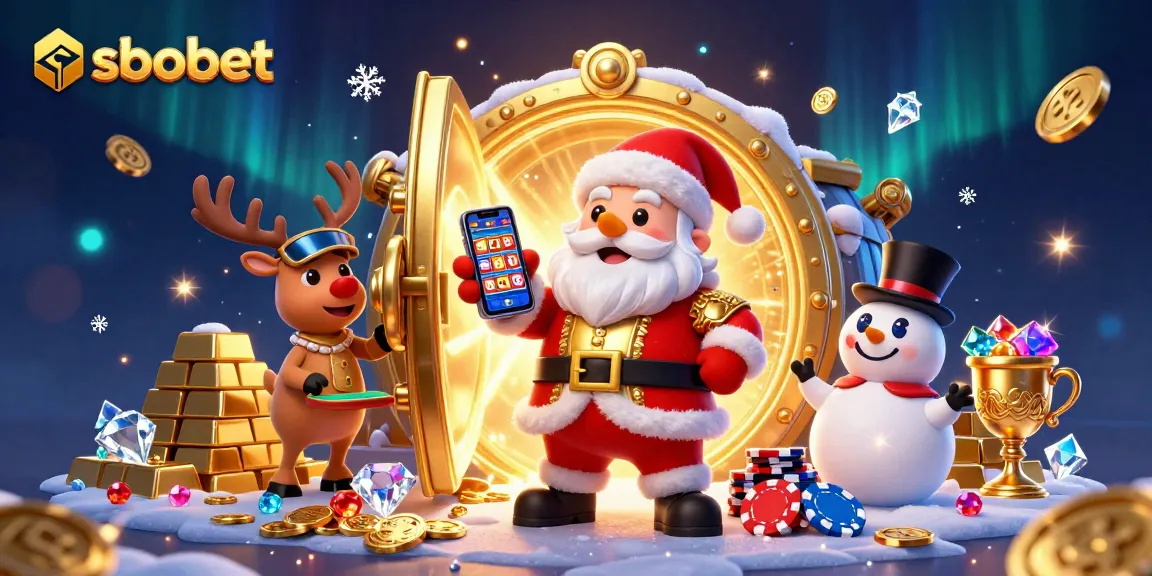 sbobet players enjoying jackpot slots with festive characters in a dazzling casino scene