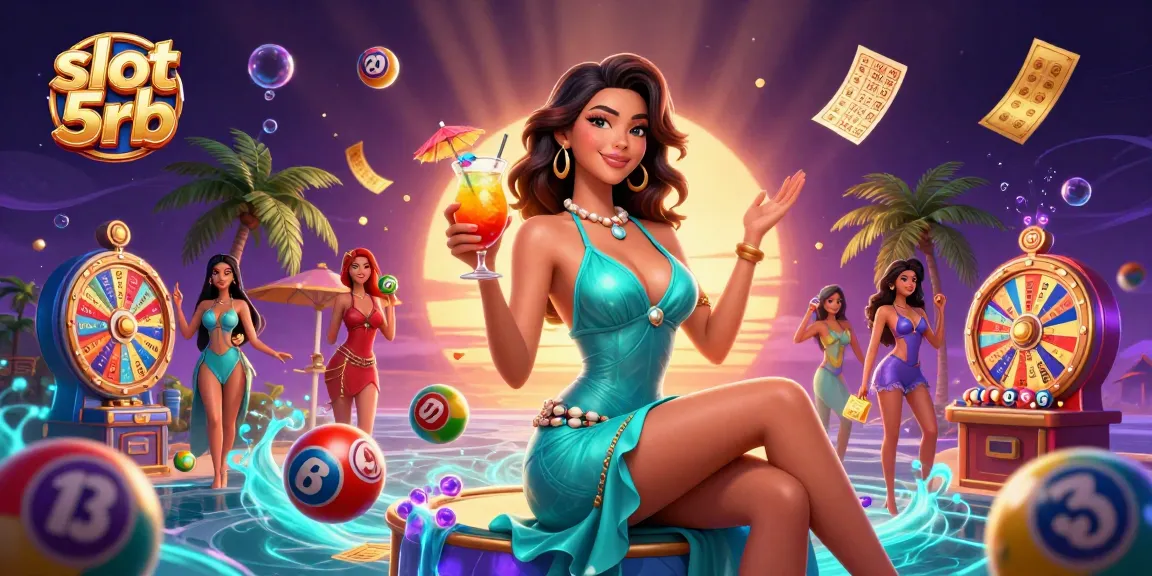 Engage with slot 5rb and win big in this vibrant tropical casino scene filled with excitement.