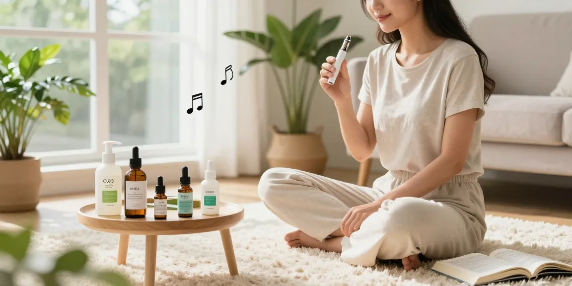 Muha meds disposable vape pen used in a tranquil wellness routine with CBD oil, soothing atmosphere, natural wellness.