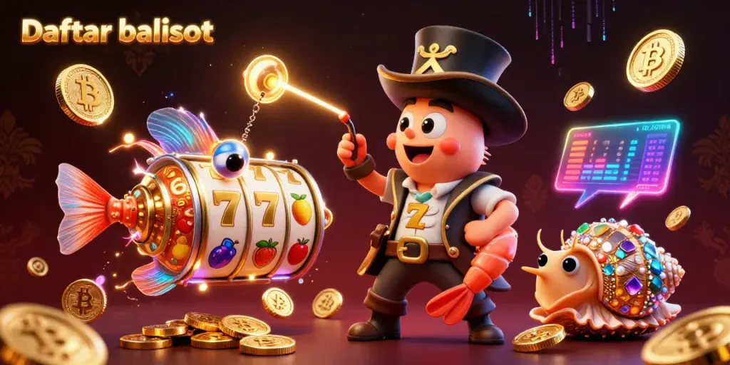 Spin to win and explore Daftar balisot with golden coins and vibrant characters.