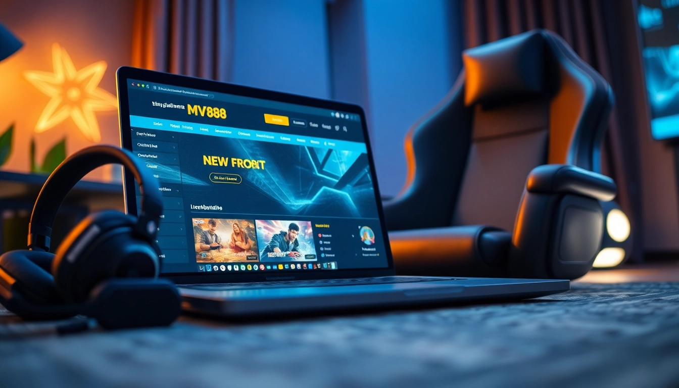Engaging image of MV88 gaming platform interface with modern accessories.