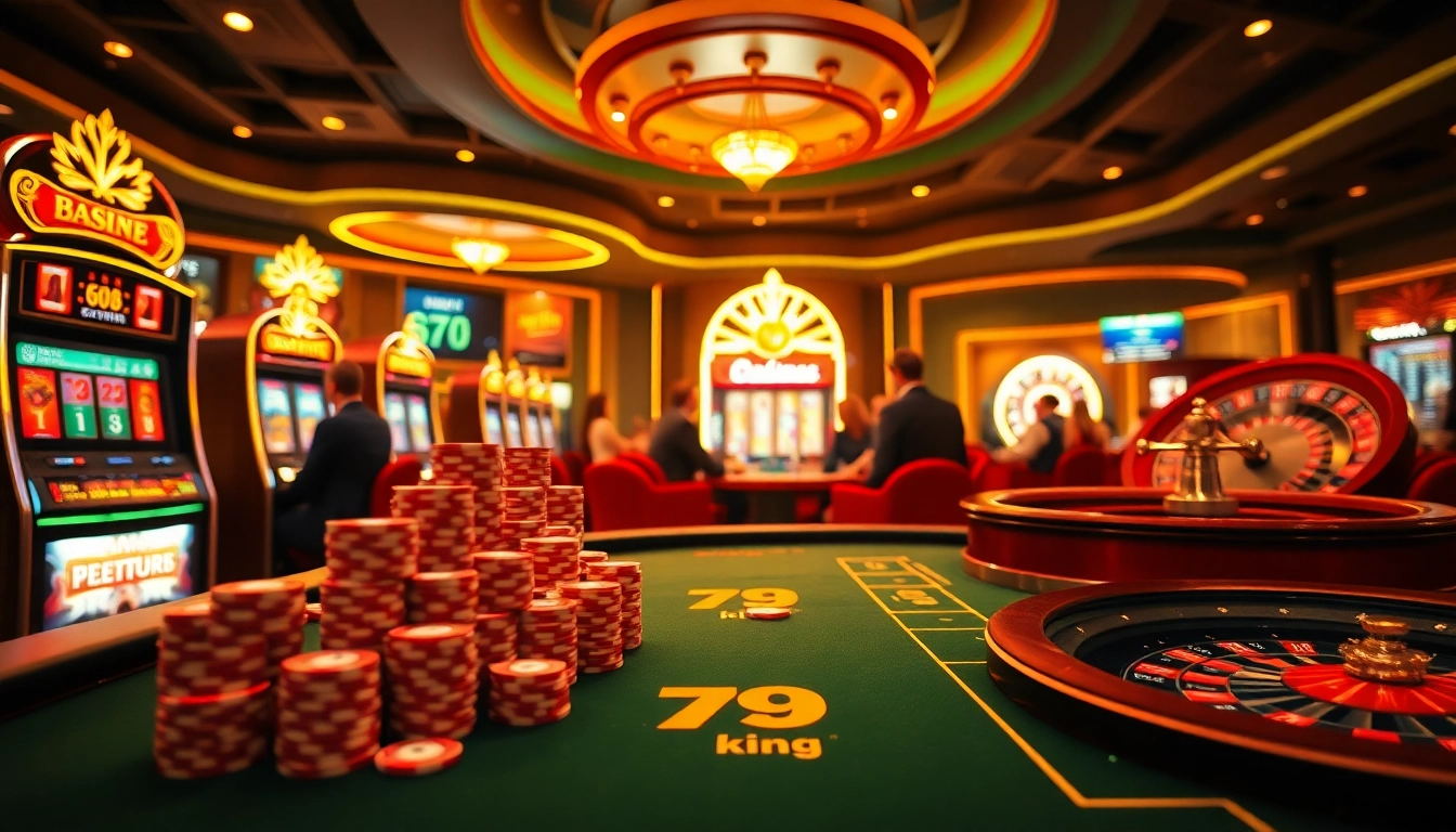 Experience the thrill of gaming at 79king with lively poker tables and illuminated slot machines.