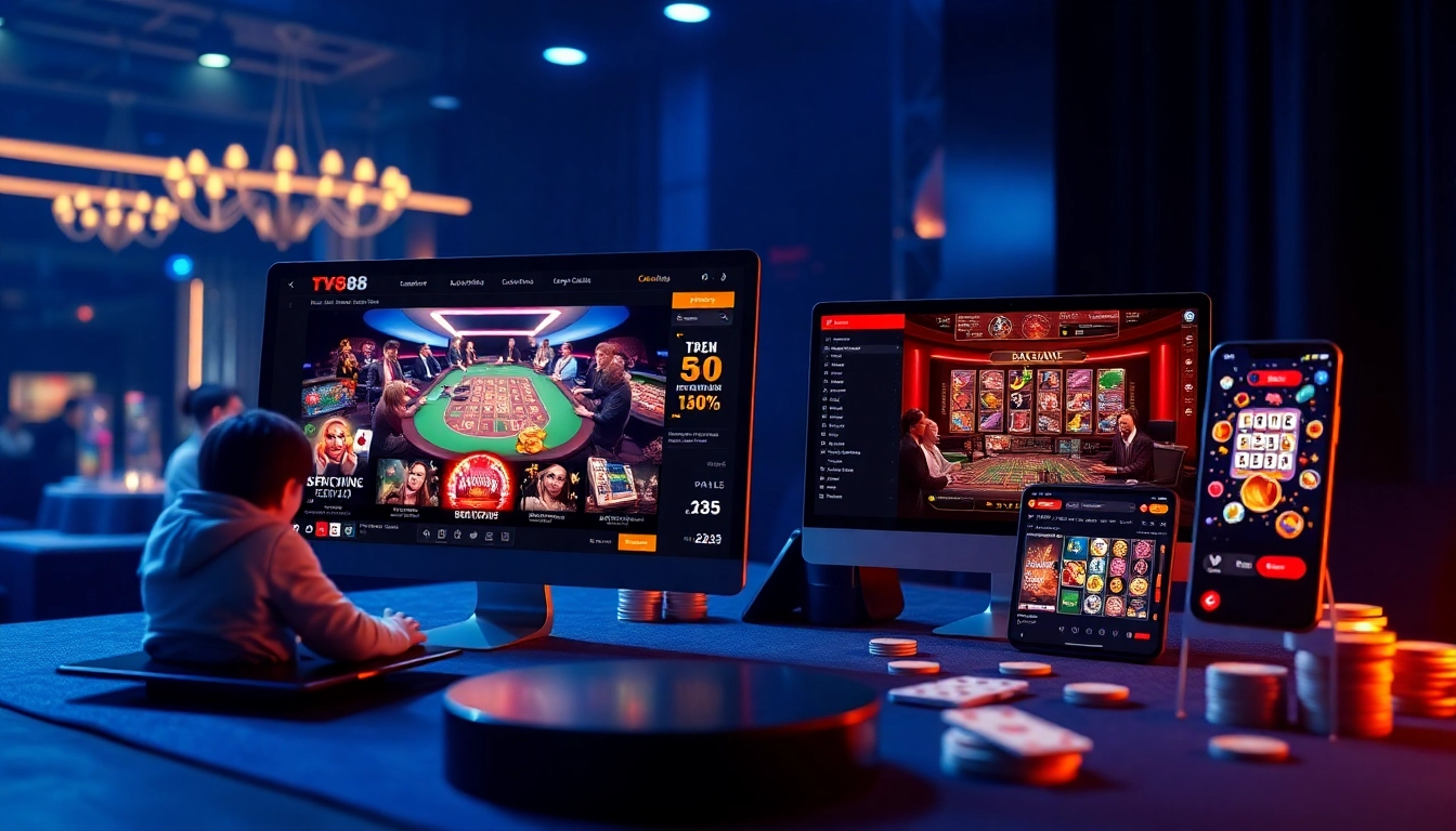 TV88 online gambling platform interface showcasing casino games and user experience.