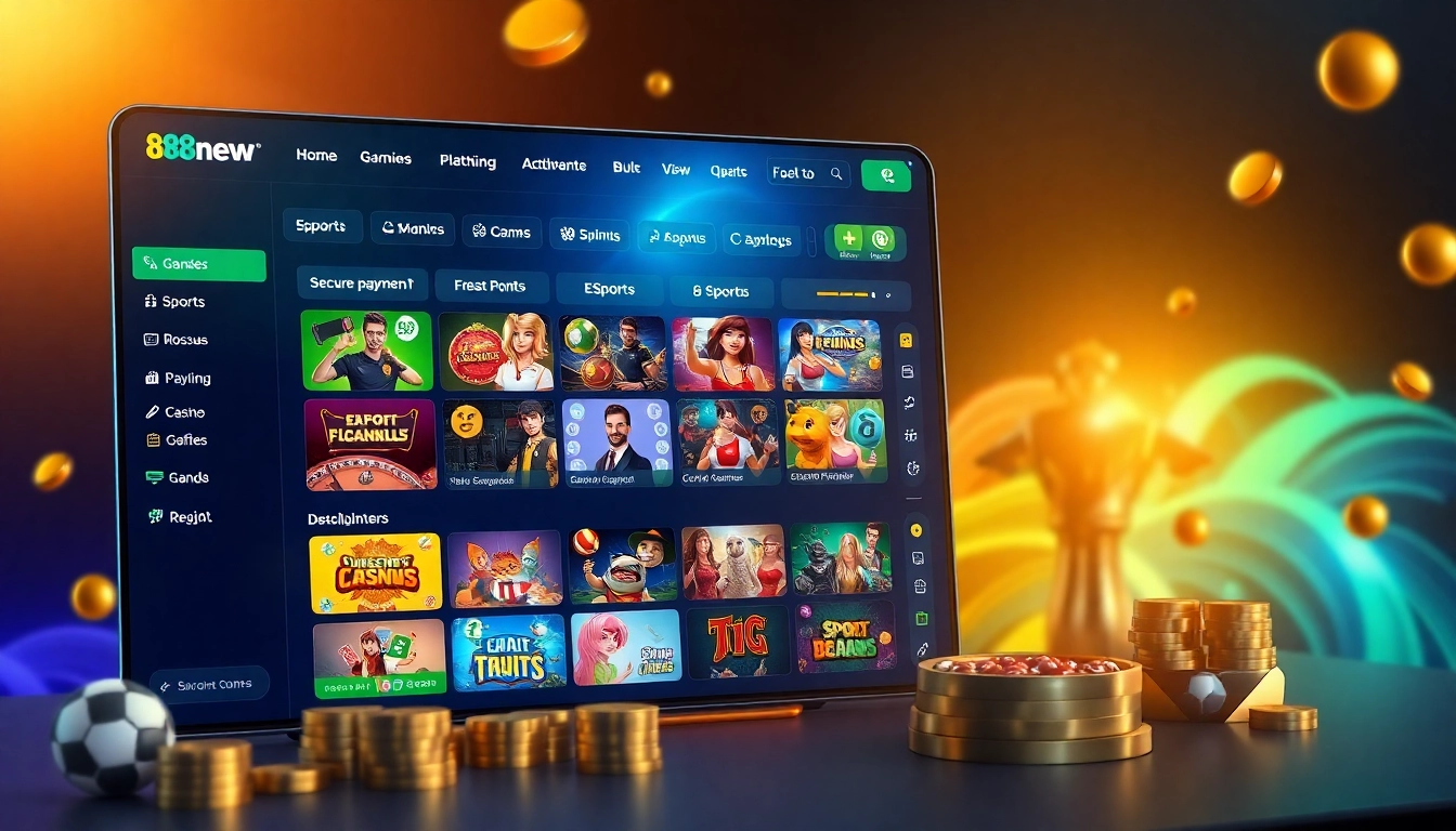 Exciting online gaming platform showcasing 888new's diverse gambling options, featuring vibrant colors and user-friendly interface.