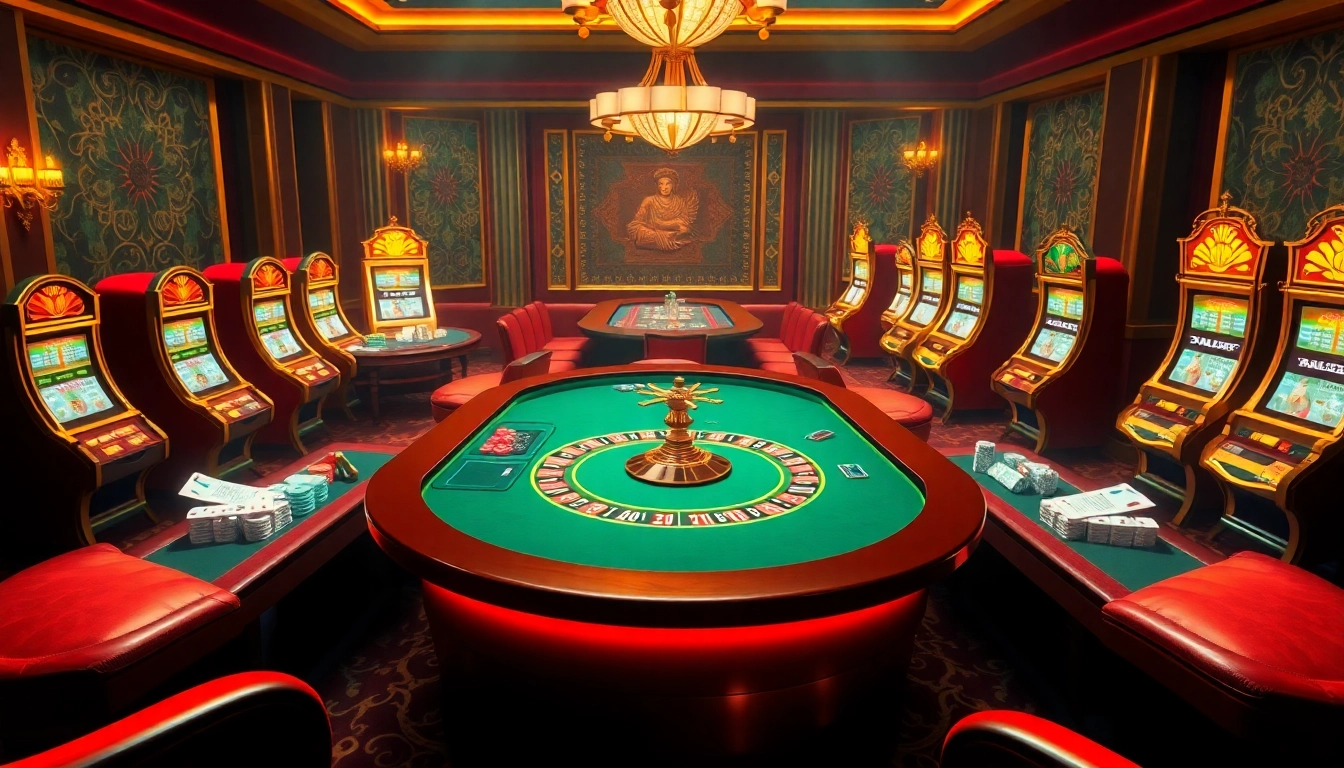 Experience the thrill of rr88 com with vibrant casino elements, including poker, slot machines, and roulette.