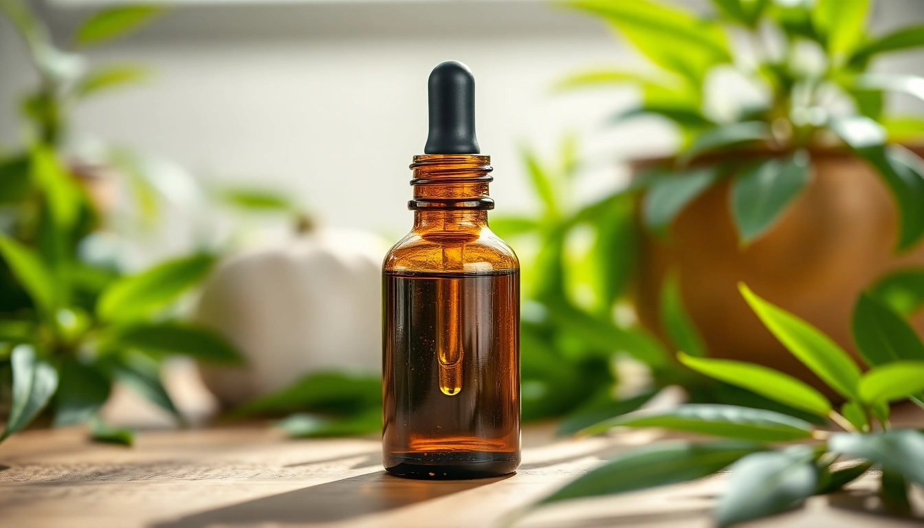 Apply CBD oil for skin in a serene setting, showcasing the dropper bottle and natural elements.