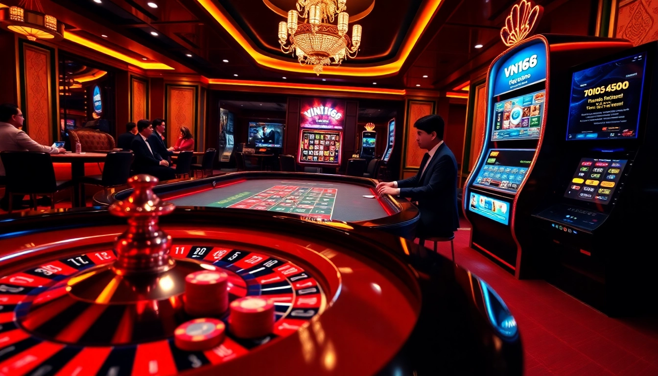 Experience the excitement at VN168 with vibrant casino tables and immersive gaming atmosphere.