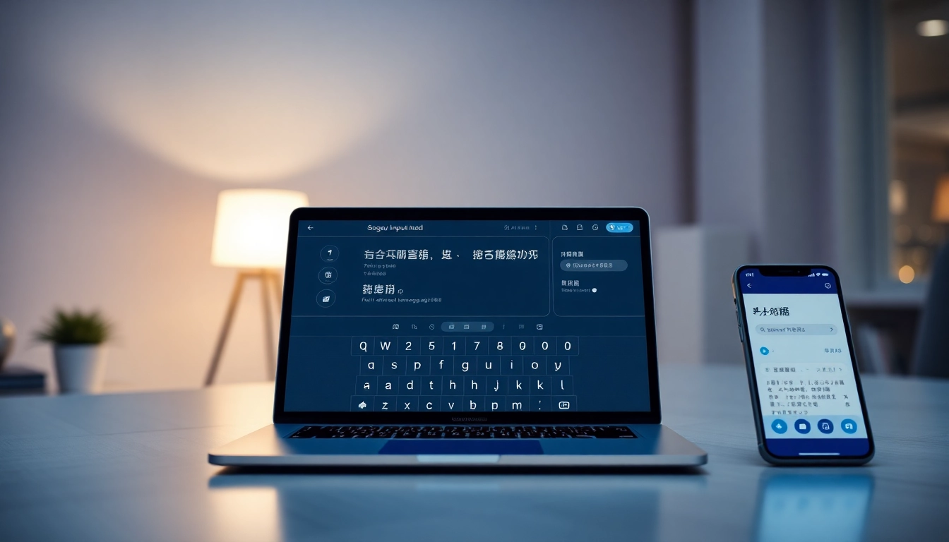 Sogou Input Method interface displayed on multiple devices showcasing innovative AI-driven language input functionality.