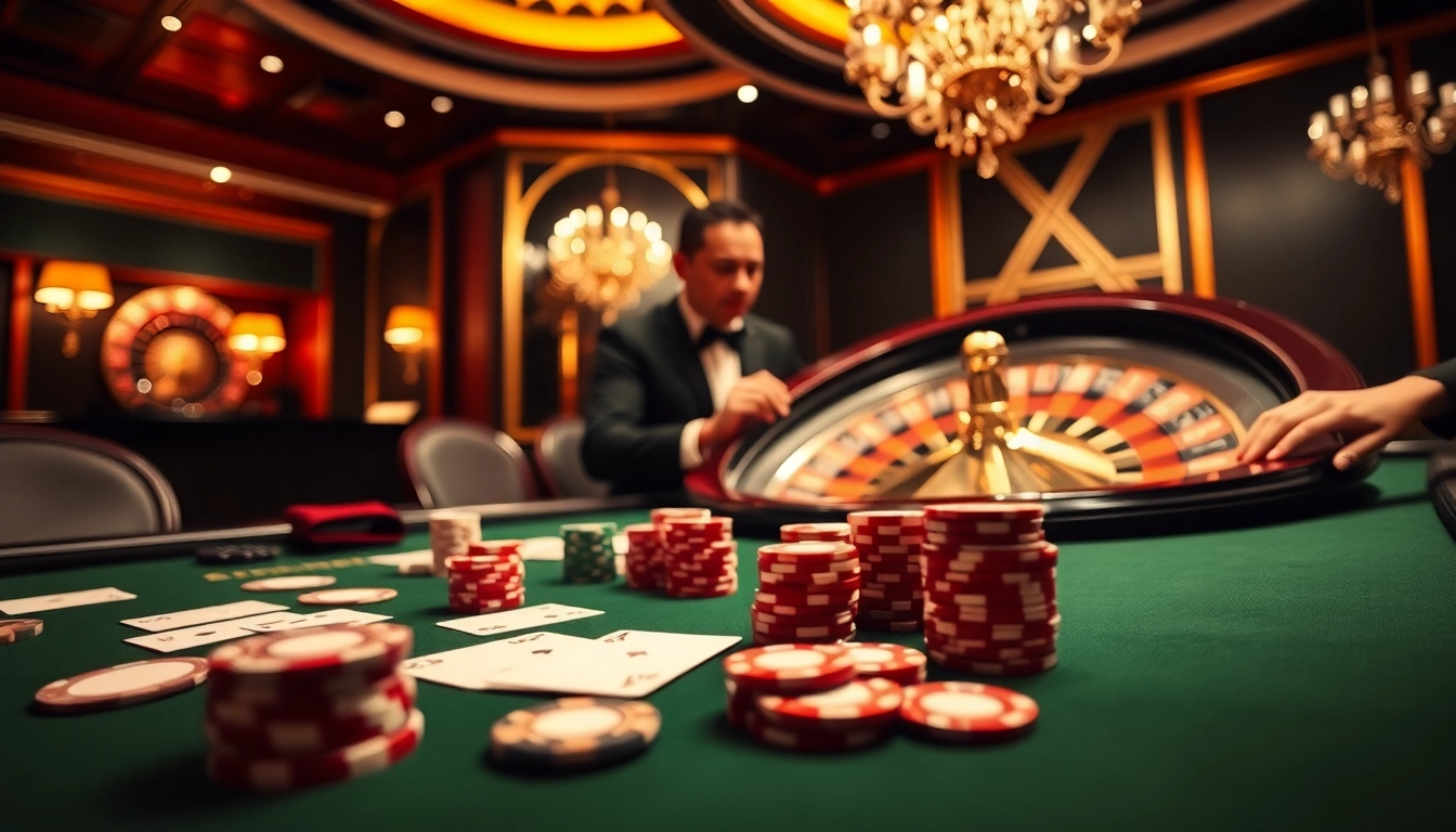 Engaging players at GO8 casino table, showcasing excitement with cards and chips.