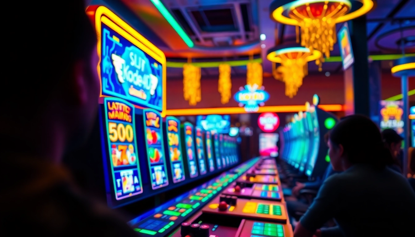 Kode4d link showcasing a vibrant online gaming interface with slot games and animated visuals.