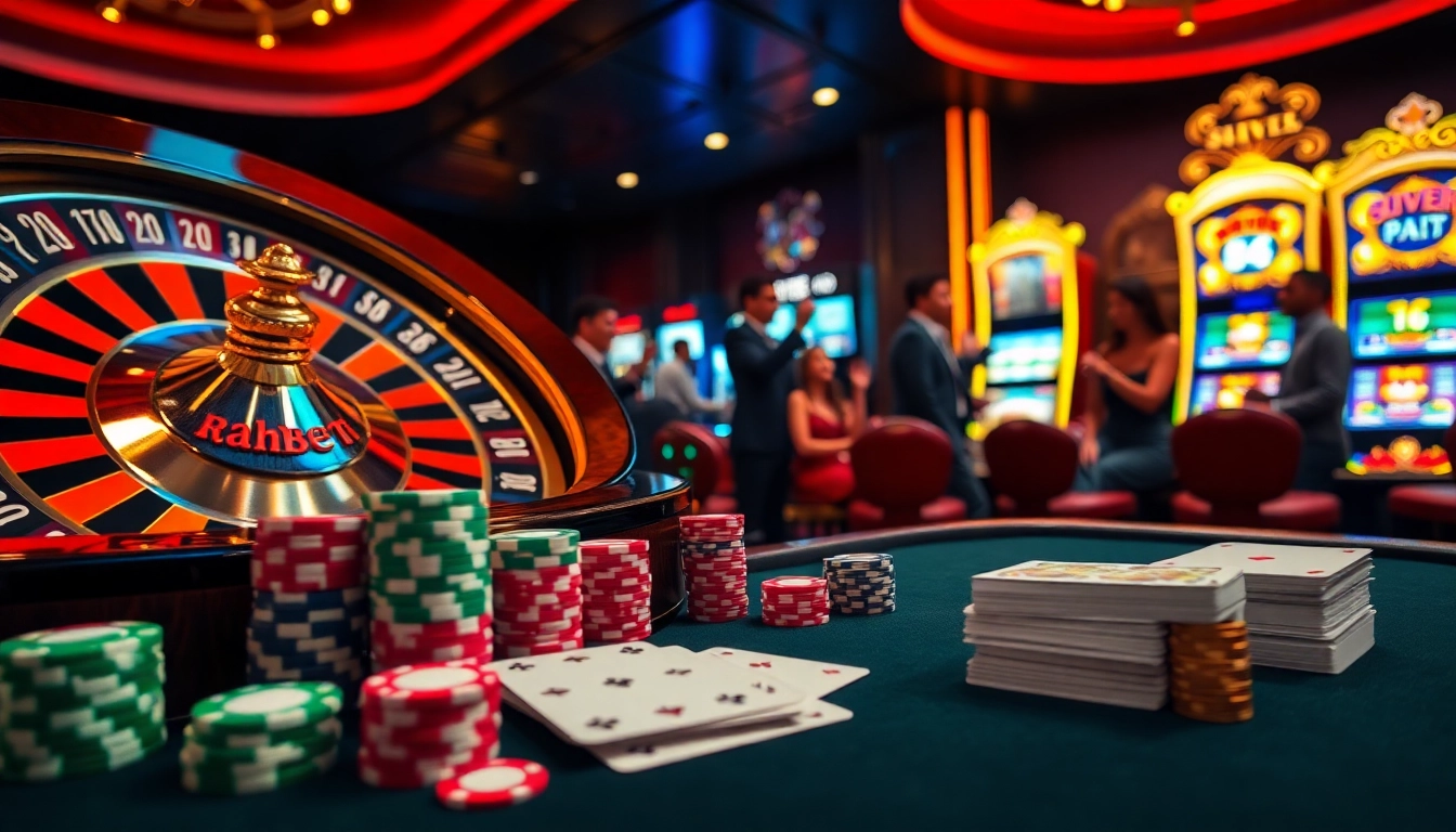 Excited players engaging at the shbet casino table with poker chips and cards.