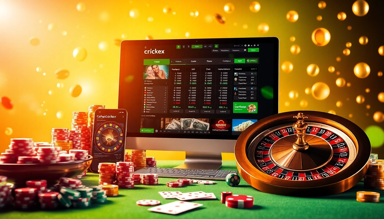 Crickex offers thrilling online gambling experiences with vibrant casino elements and gaming interfaces.