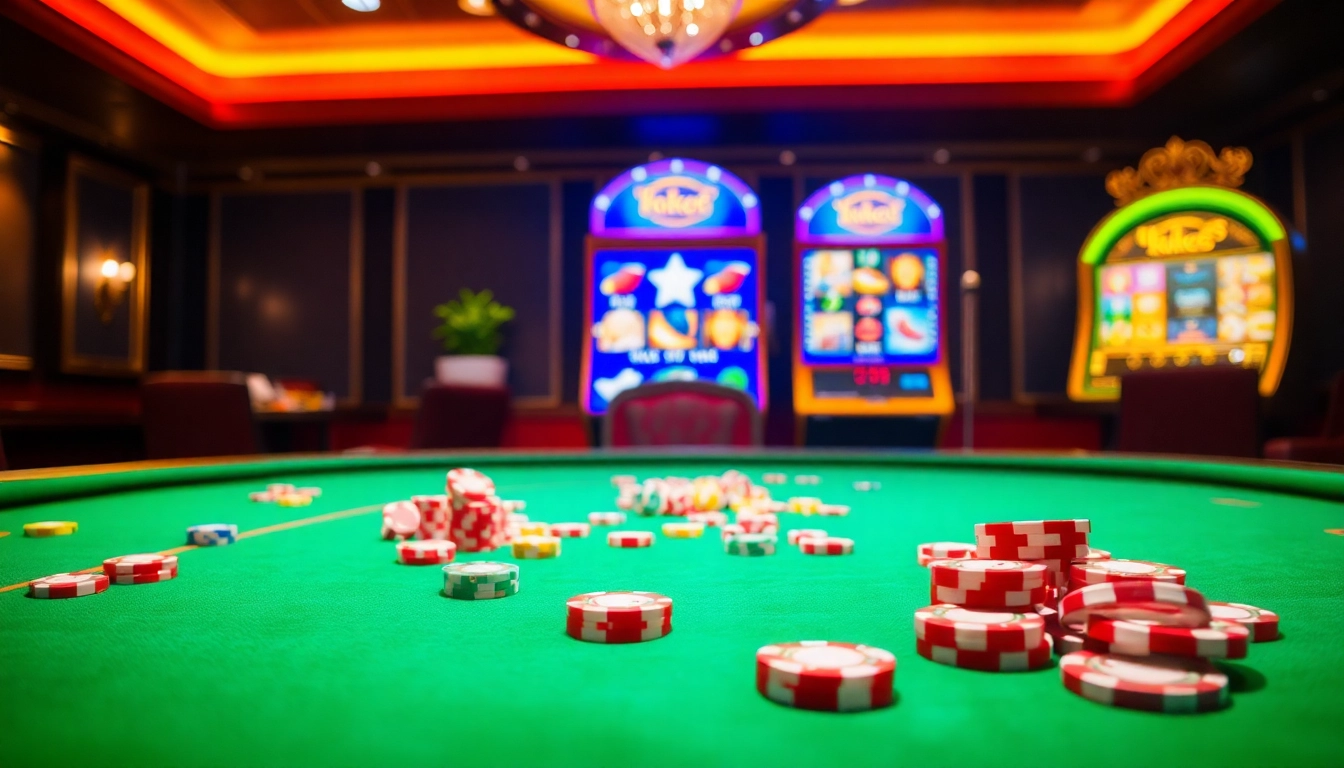 Players enjoying exciting poker games at OK365 casino, showcasing vibrant atmosphere and thrilling action.