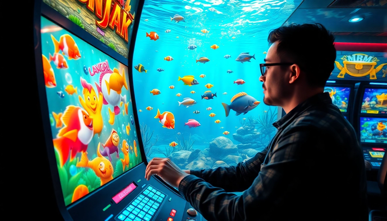 Engage in bắn cá đổi thưởng as vibrant fish swim through a thrilling underwater game scene.