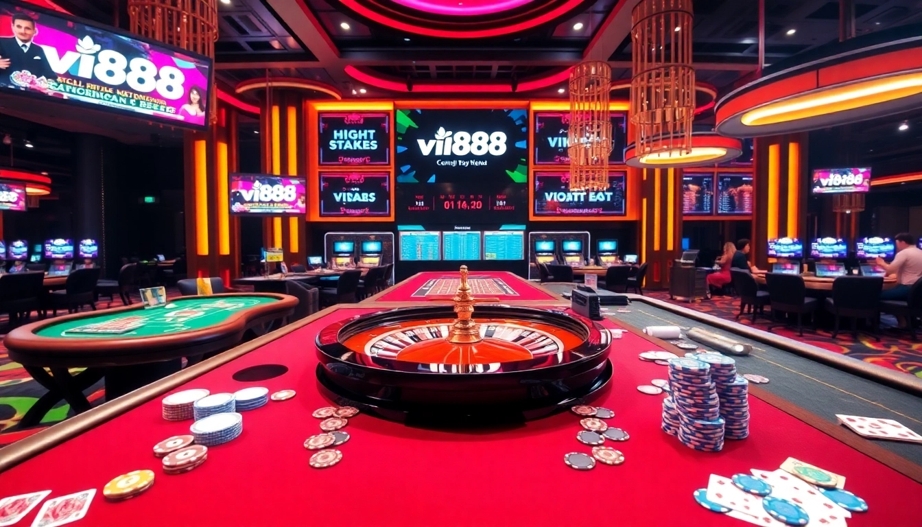 Players enjoying a vibrant vn88 casino experience with thrilling tables and betting action.