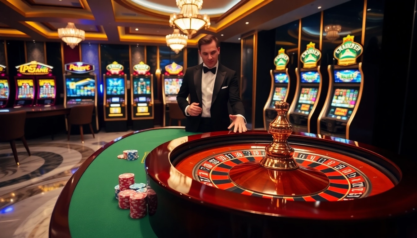 Experience kkwin excitement at a luxurious casino table featuring roulette and poker chips.
