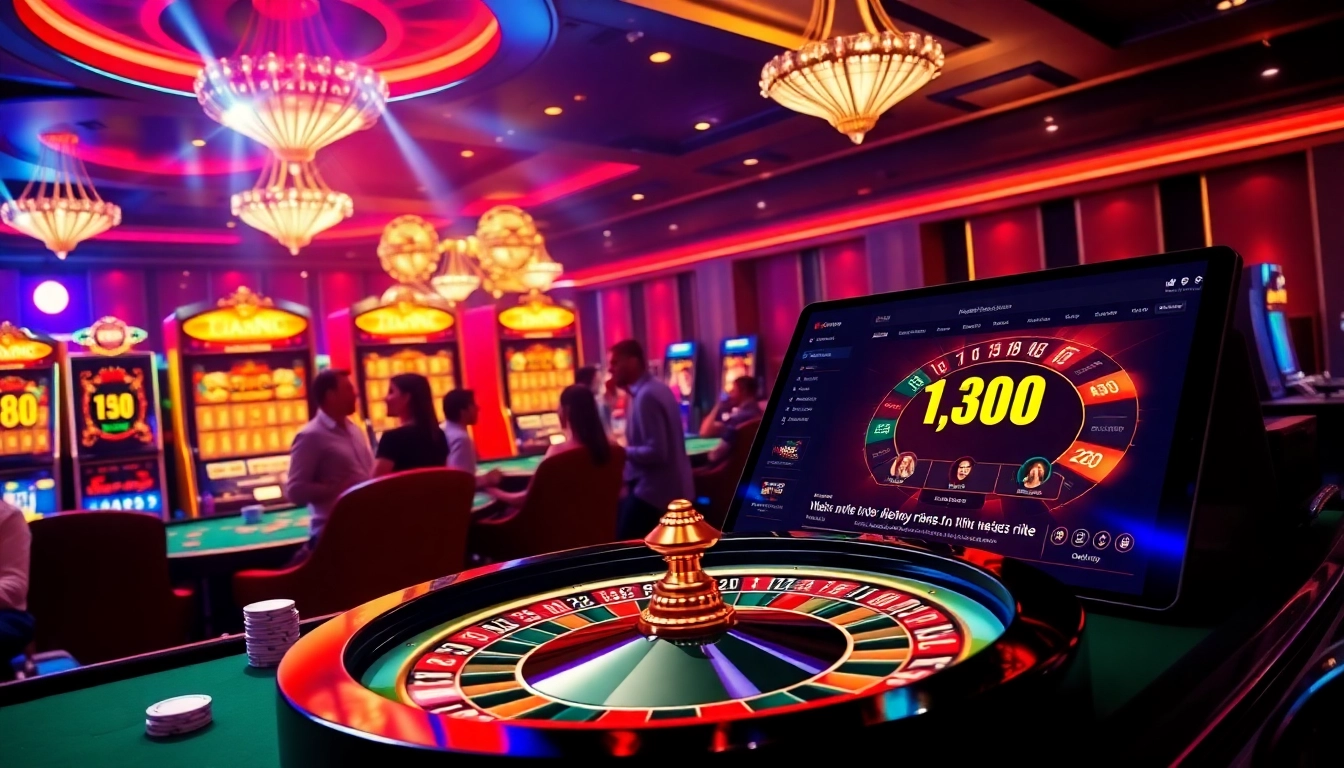 F168 players excitedly engaging at vibrant casino tables with poker chips and slots.