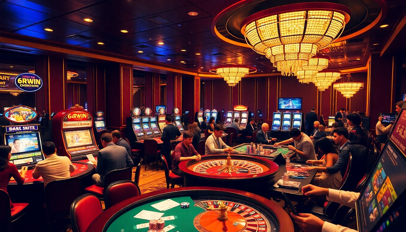 Players strategizing at a luxurious 6RWIN casino table, immersive gaming atmosphere.