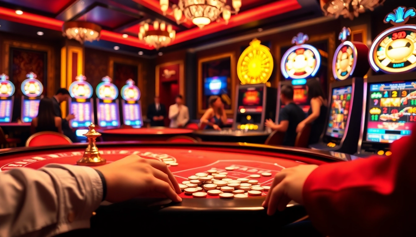 Experience the thrill of gambling at u888 with vibrant tables, players, and exciting slot machines.