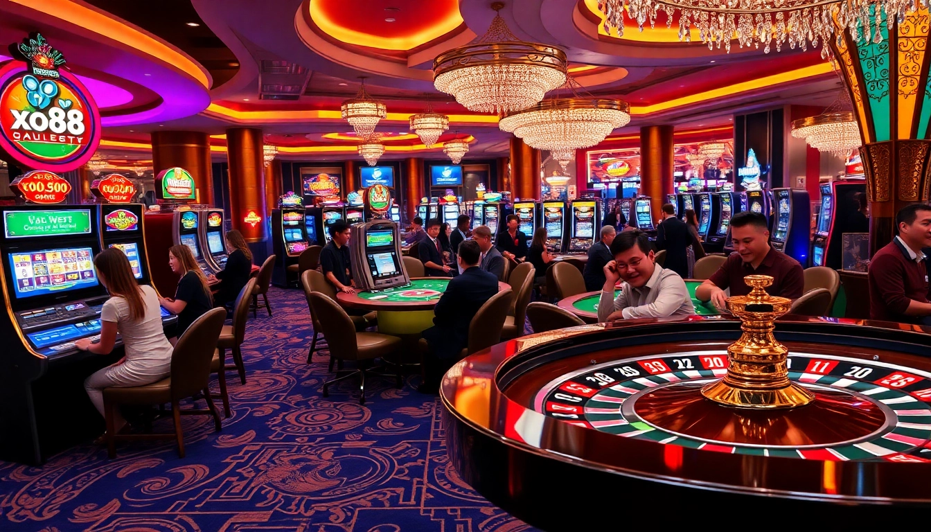 Engaging casino action on xo88.quest with poker chips and vibrant slot machines.