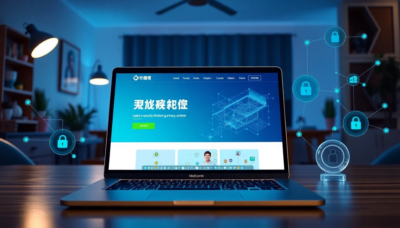 快连官网 displayed on a laptop in a modern workspace, representing fast, secure internet services.