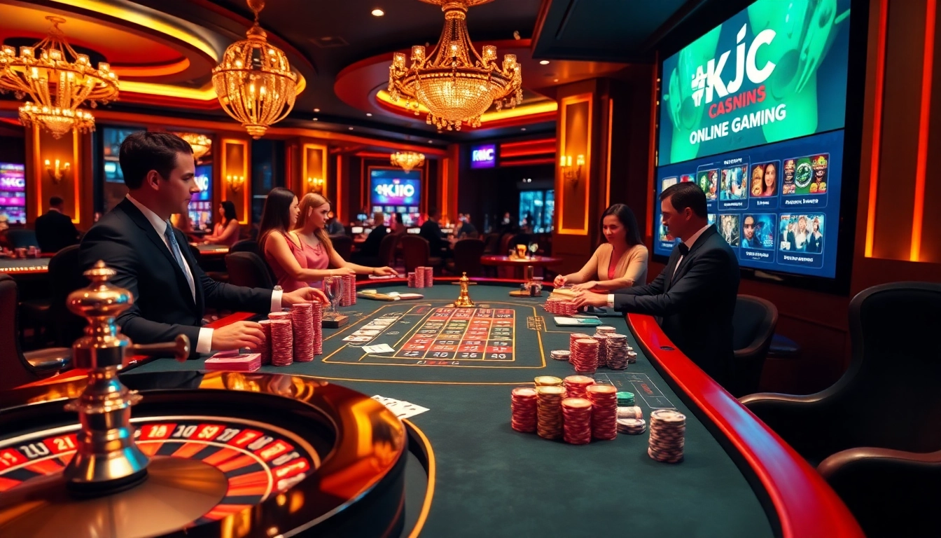 KJC online casino scene featuring exciting gameplay with poker chips and table action.