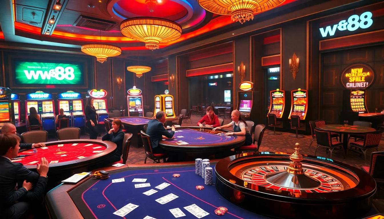 Experience the excitement of winning at WW88 casino games with vibrant poker tables and roulette.