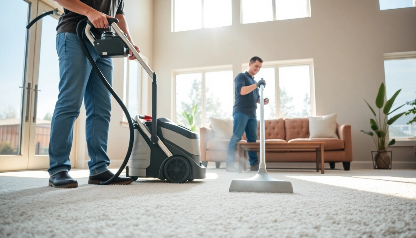 Cheyenne carpet cleaner performing a professional cleaning in a bright living room.