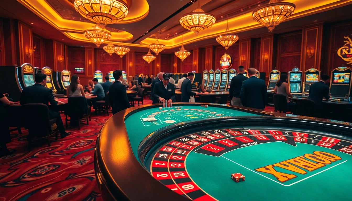 KJC enthusiasts enjoying a vibrant casino experience with poker chips and roulette tables.