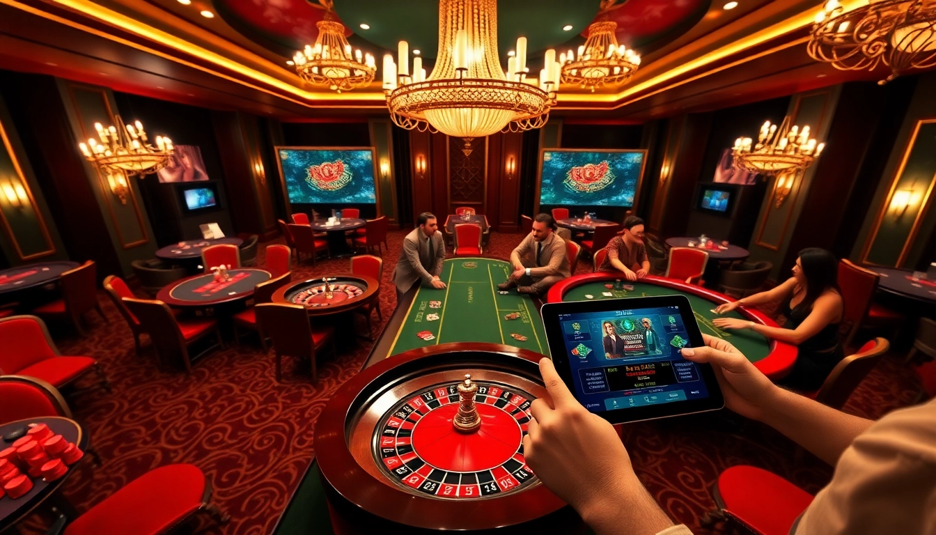 Exciting casino scene at https://mm88.today/, showcasing players gaming at stylish tables with vibrant chips.