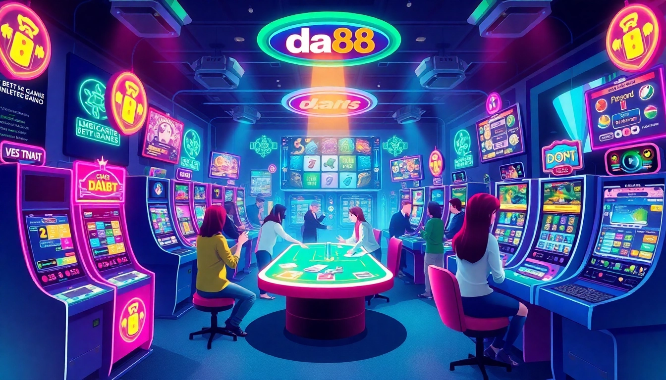Exciting gaming scene showcasing da88 online betting with diverse players and vibrant casino elements.
